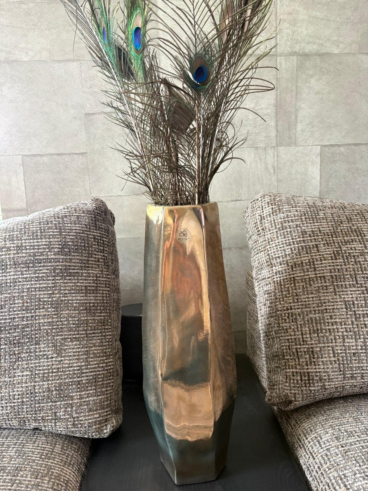 Ecri Living vaas H 51 cm goud Malaga, Huis en Inrichting, Ophalen, 51 cm, Zo goed als nieuw, Steen/keramiek