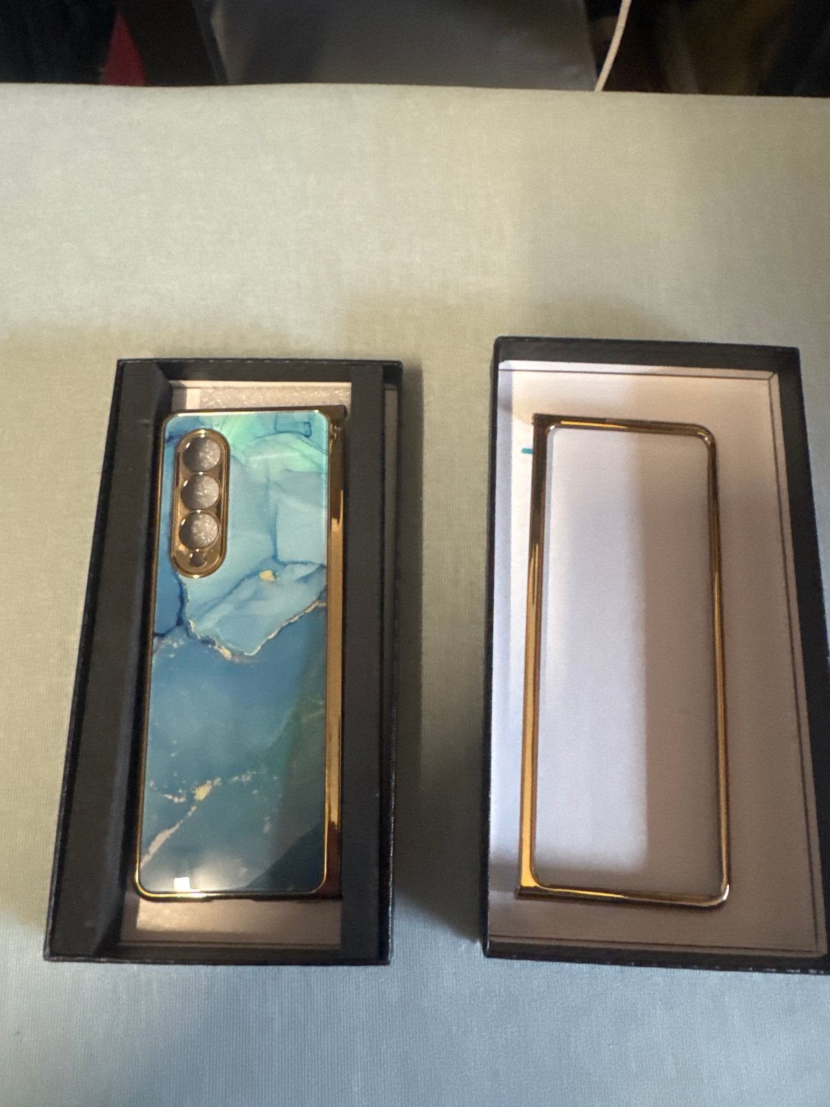 Luxe Telefoonhoesje voor Samsung Galaxy Z Fold 3 - Marmer De, Telecommunicatie, Mobiele telefoons | Toebehoren en Onderdelen, Ophalen of Verzenden