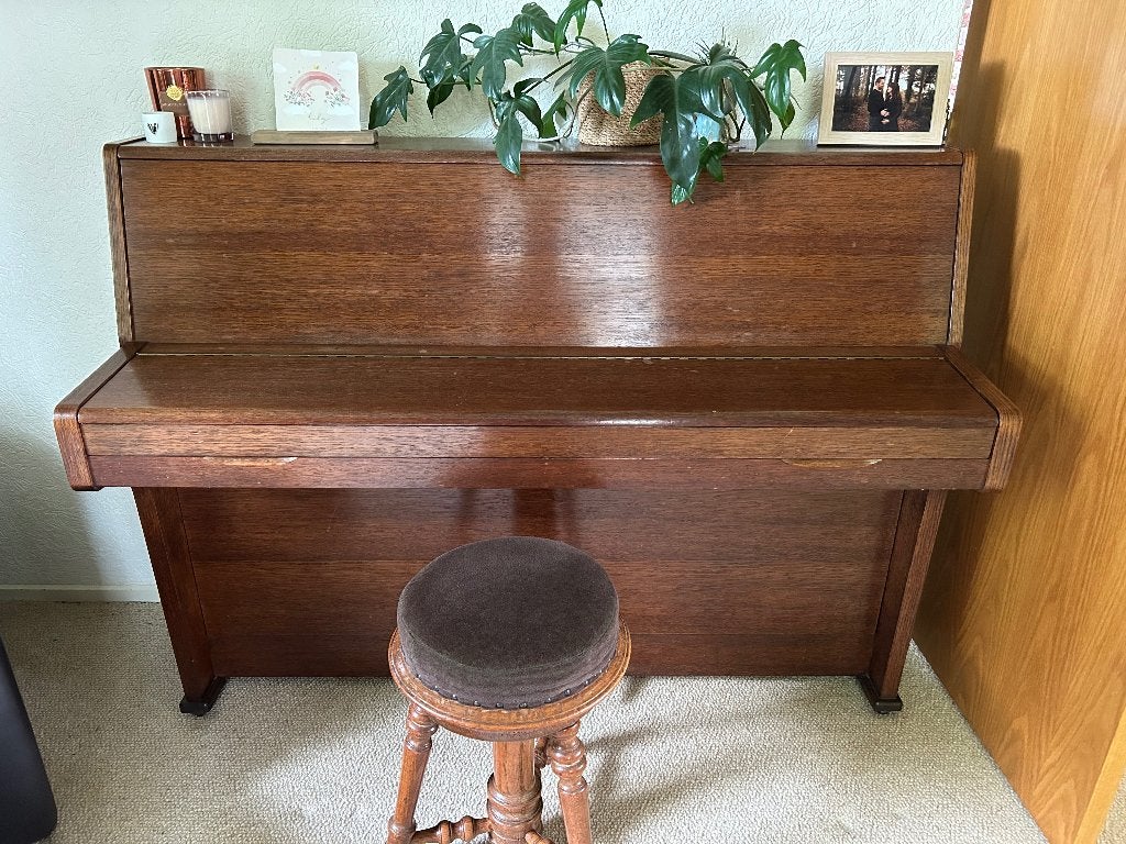 Piano met kruk, Ophalen, Gebruikt, Bruin, Piano