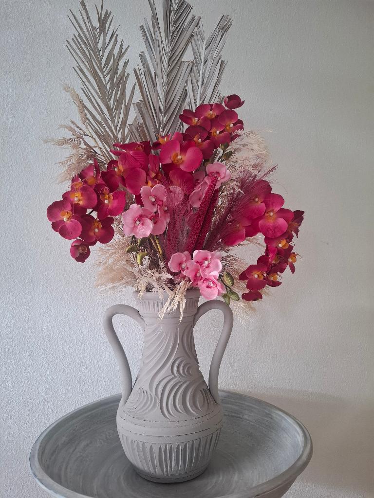 Kunstbloemen met vaas, Ophalen of Verzenden, Zo goed als nieuw