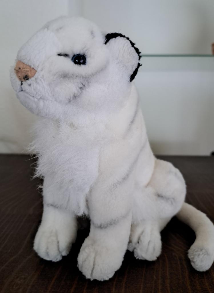 Witte Tijger Knuffel - Realistisch en Zacht, Ophalen of Verzenden, Zo goed als nieuw, Wit, Tijger