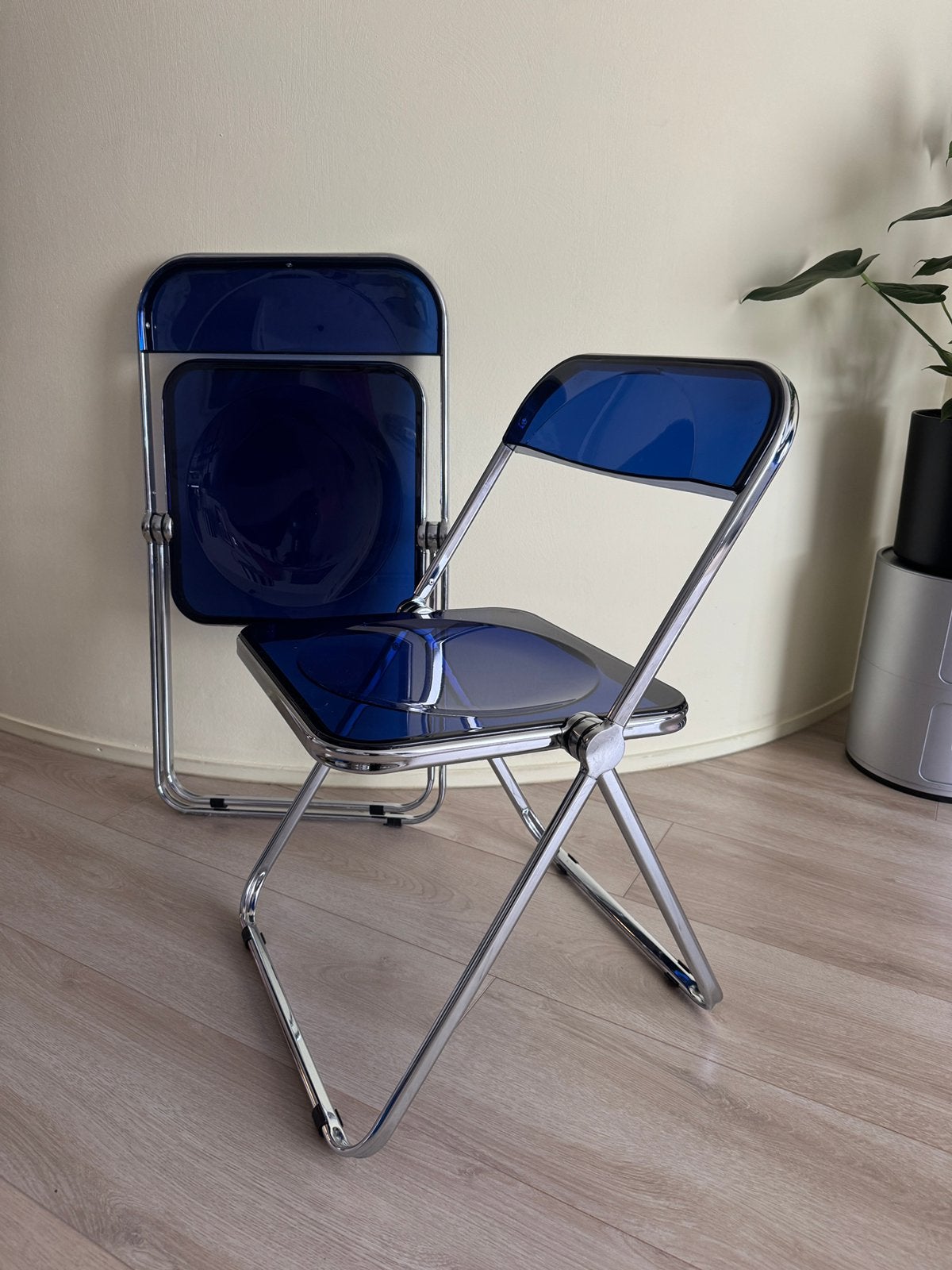 Eetkamerstoelen klapstoel bureaustoel chroom polycarbonaat, Ophalen, Overige materialen, Twee, Blauw