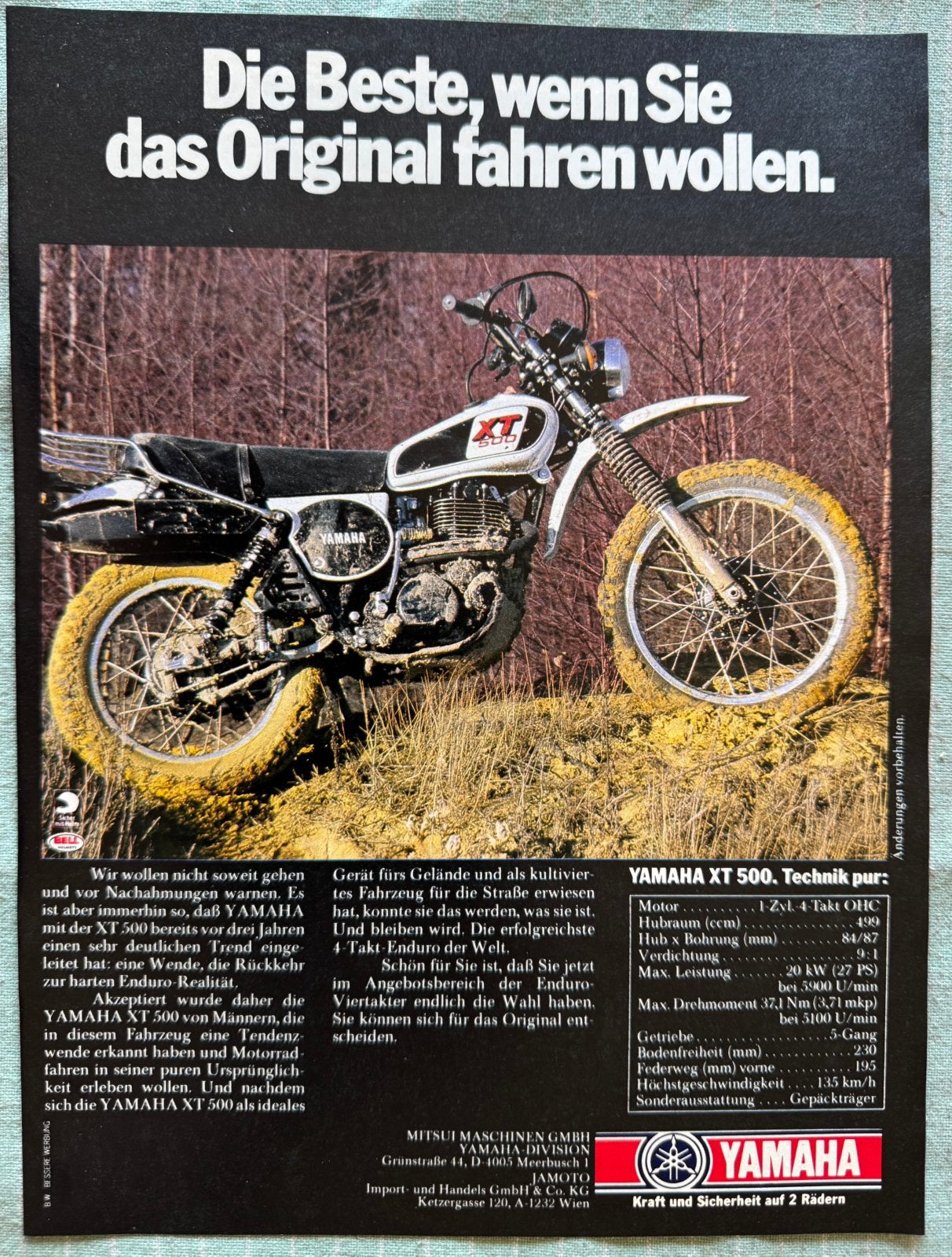 Advertentie 1979 Yamaha XT500, Verzamelen, Verzenden, Zo goed als nieuw, Motoren