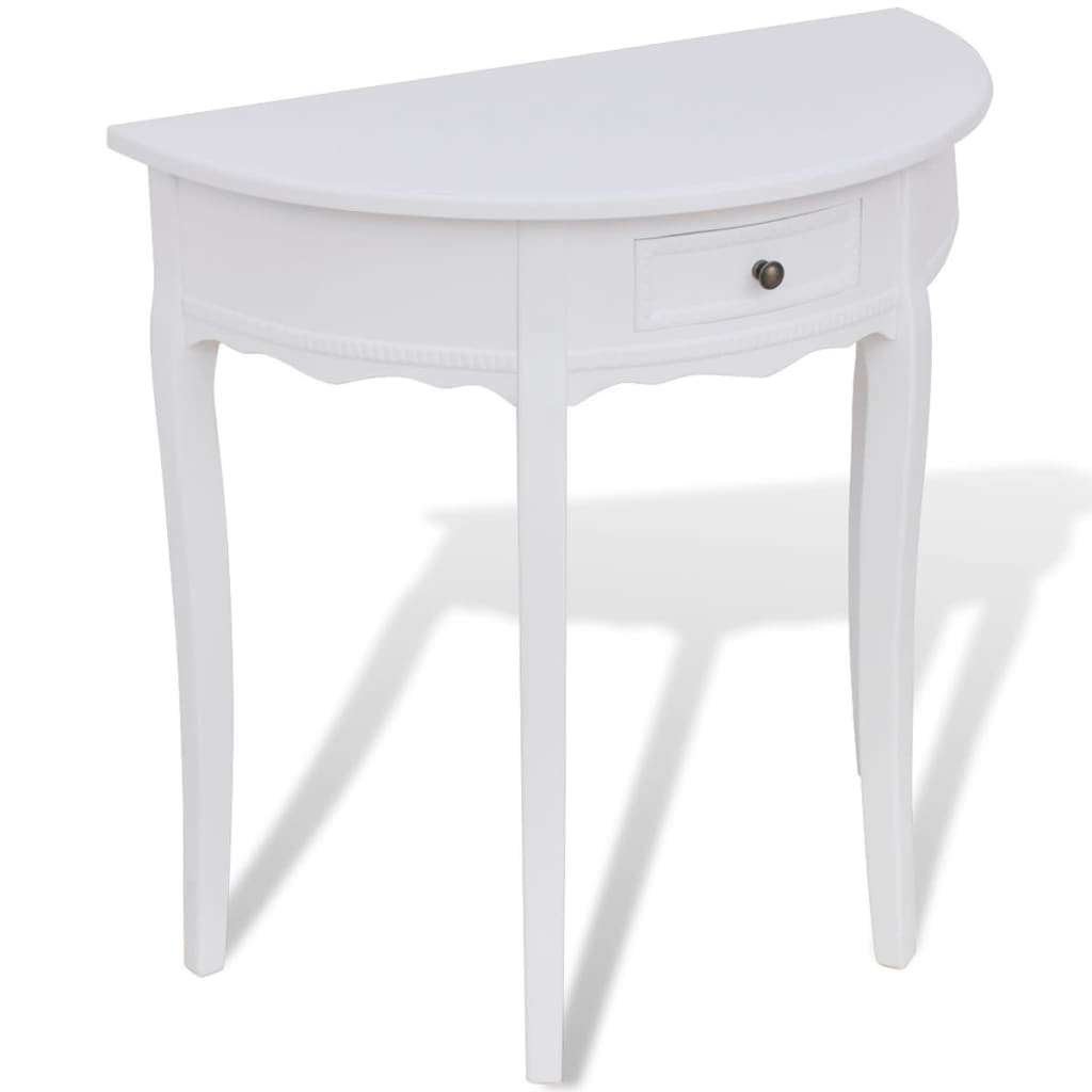 Sidetable wandtafel halfrond wit bruin + lade GRATIS BEZORGD, 50 tot 100 cm, Verzenden, Rond, Nvt