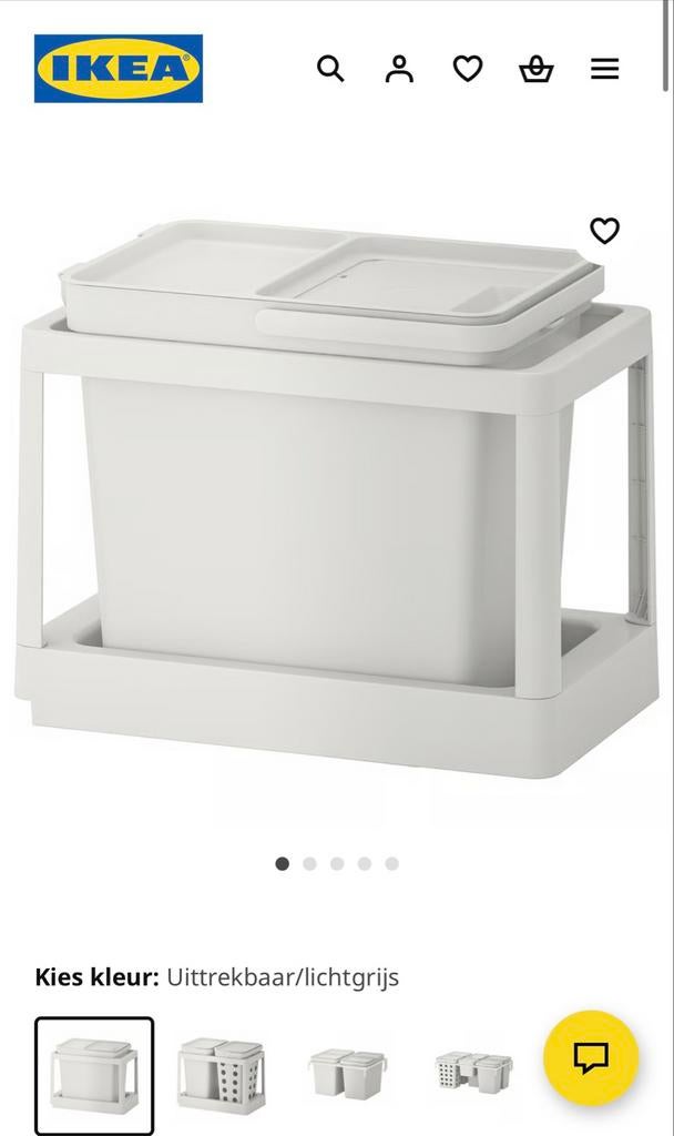 Hallbar Ikea prullenbak met uitschuifsysteem, Ophalen, Kunststof, Gebruikt, Minder dan 50 cm