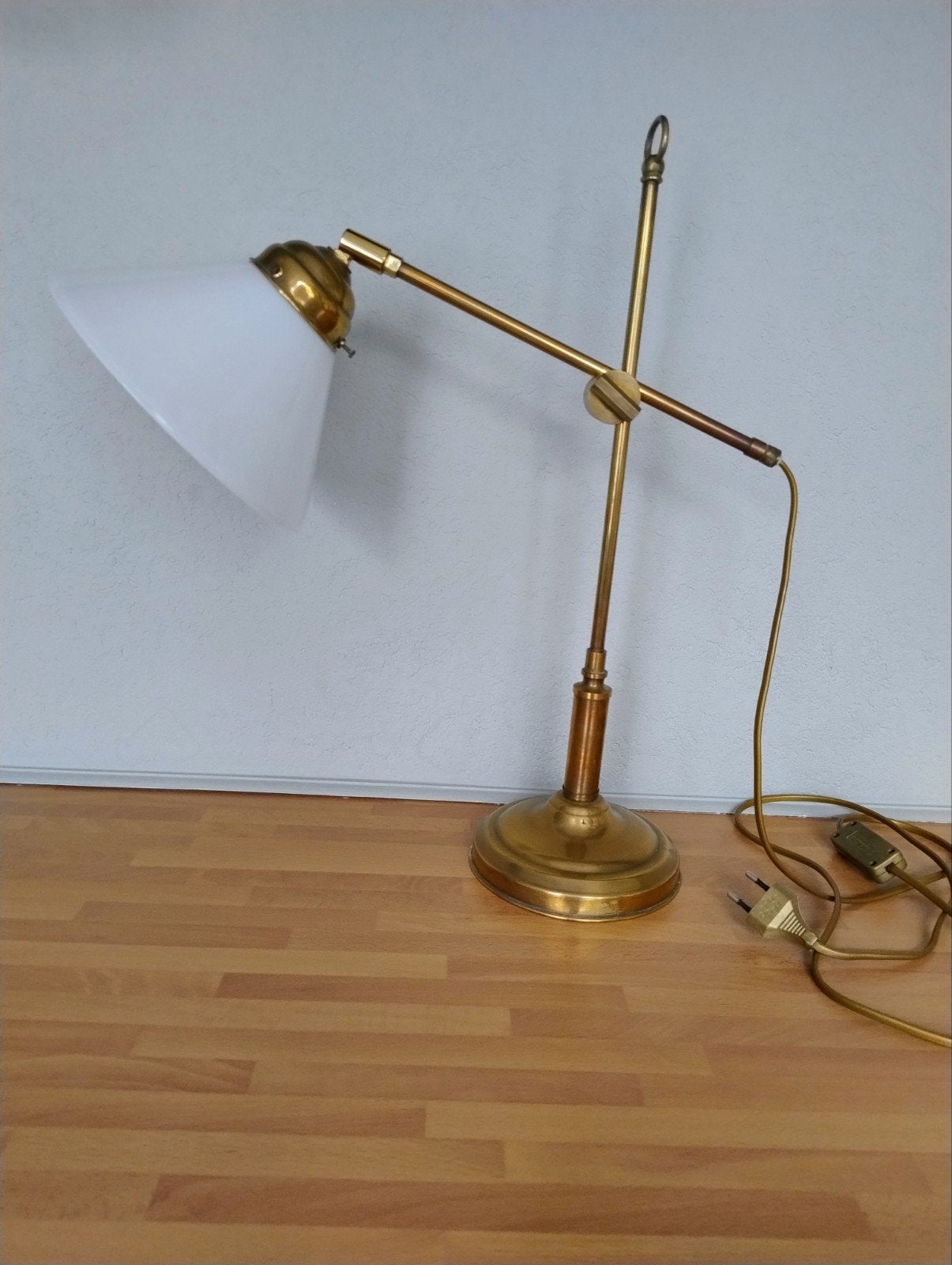 Oude messing bureau/notaris lamp, Ophalen, Zo goed als nieuw, Bureaulamp, Verstelbaar