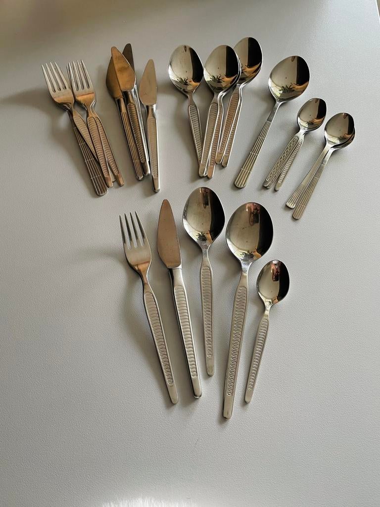 Vintage ABS Art Deco Rostfrei 18/10 Bestek, Ophalen of Verzenden, Zo goed als nieuw, Rvs of Chroom, Vaatwasserbestendig