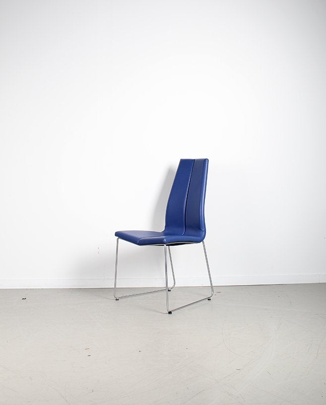 Montis Ivy Fauteuil Blauw Leer - Chroom, Niet ingevuld, Gebruikt, Niet ingevuld, Niet ingevuld