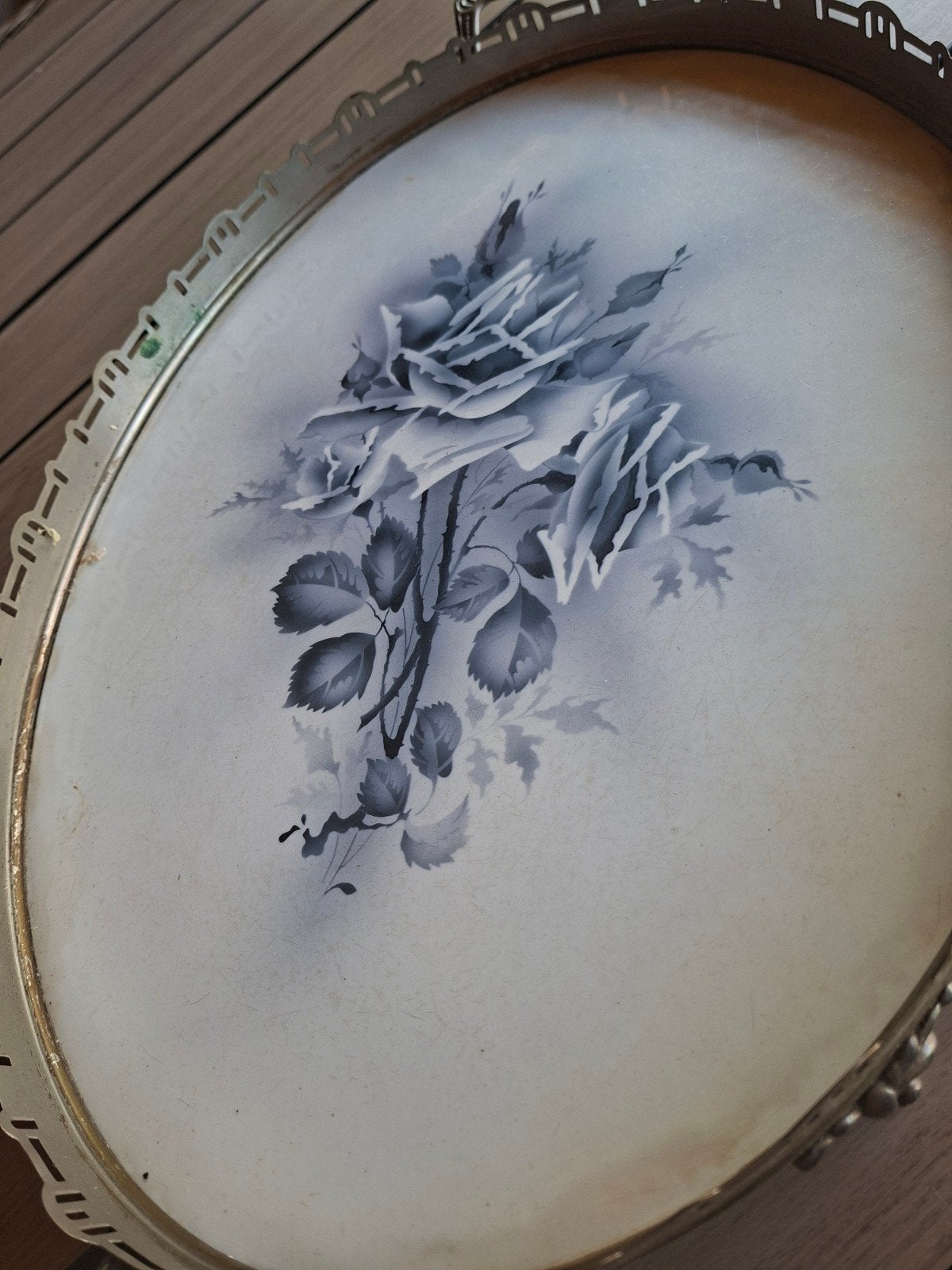 porselein met messing dienblad antiek, Ophalen