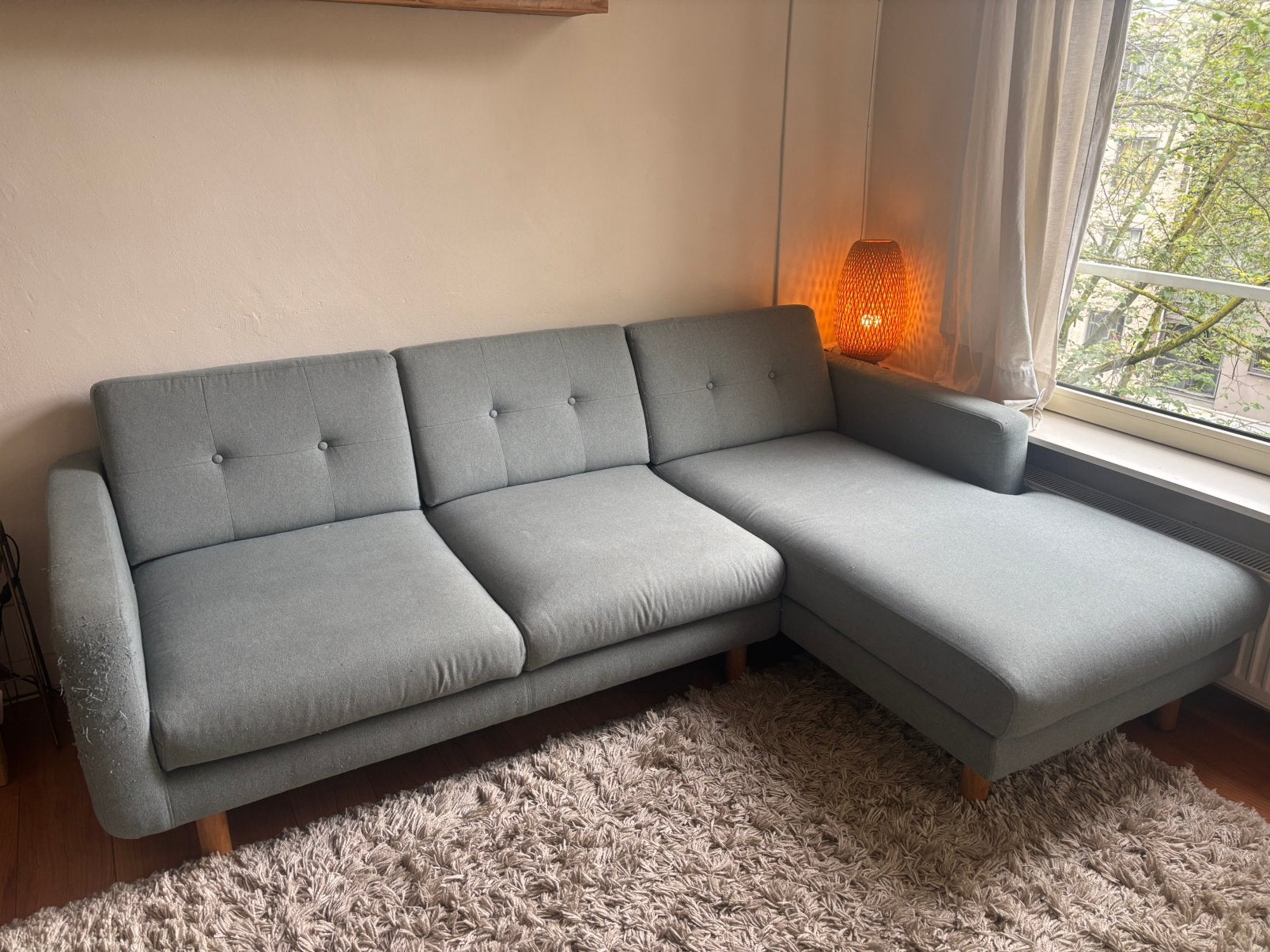 Blauwgrijze bank Sofa Company gratis afhalen, Ophalen, Gebruikt, Stof