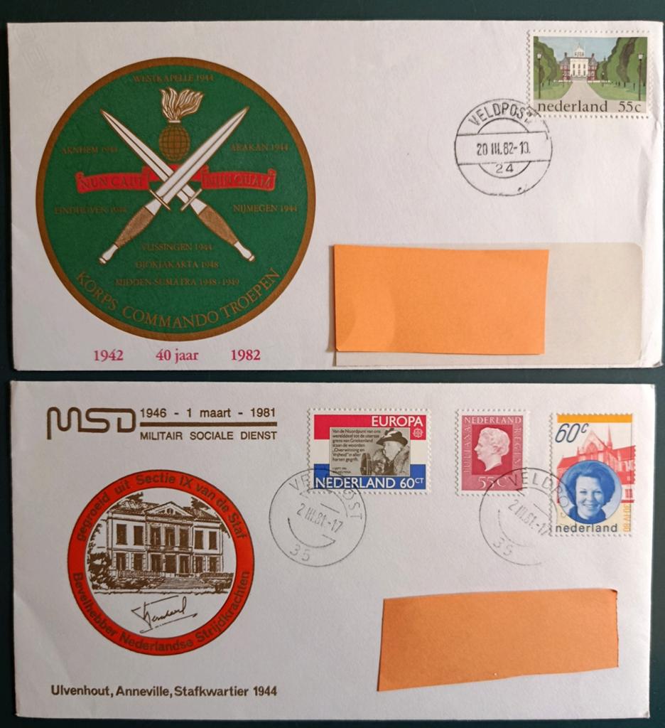 Defensie enveloppen. 1981+1982, Ophalen of Verzenden, Envelop