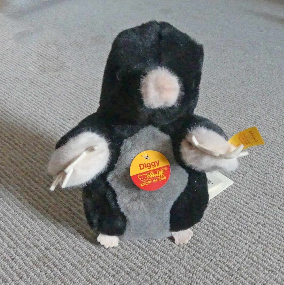 Steiff Diggy Maulwurf 18 mol pluche knuffel molletje, Gebruikt, Overige typen, Zwart, Ophalen of Verzenden