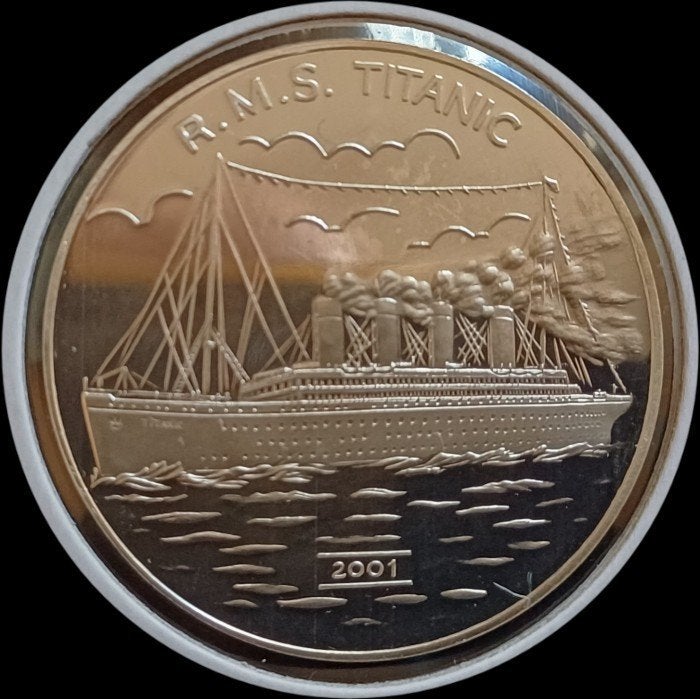 Noord – Korea 5 Won 2001 “Afgebeeld RMS Titanic”, Postzegels en Munten, Ophalen of Verzenden, Oost-Azië, Losse munt, Zilver