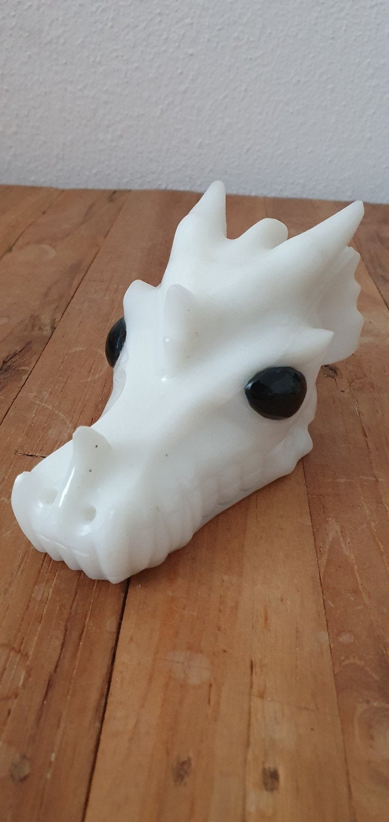Witte Jade Draak Hoofd Beeldje - 13,5 cm, 769 gram, Ophalen of Verzenden, Gebruikt