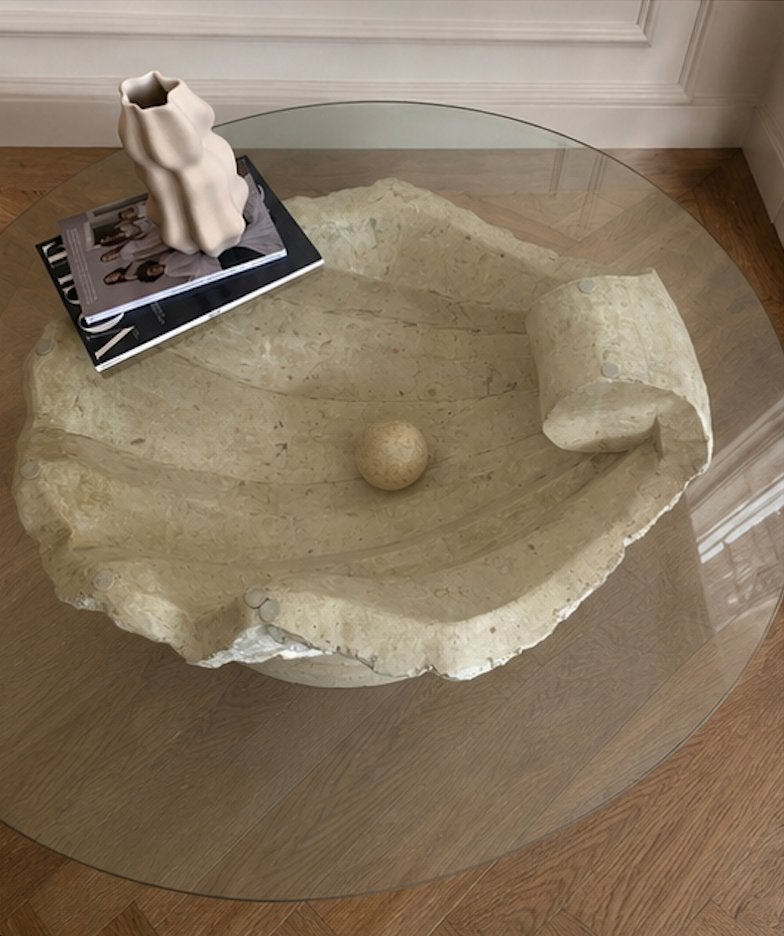 Vintage Magnussen Ponte Mactan schelp tafel salontafel, Huis en Inrichting, Tafels | Salontafels, Ophalen, Gebruikt, 50 tot 100 cm