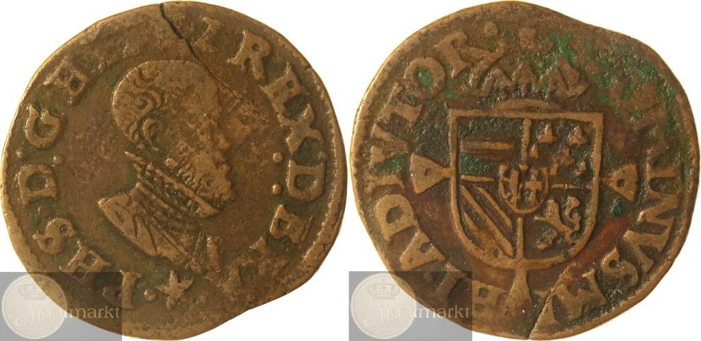 Maastricht - Dubbele Korte z.j. (1571-1579) 'Filips II', Postzegels en Munten, Munten | Nederland, Ophalen of Verzenden, Vóór koninkrijk