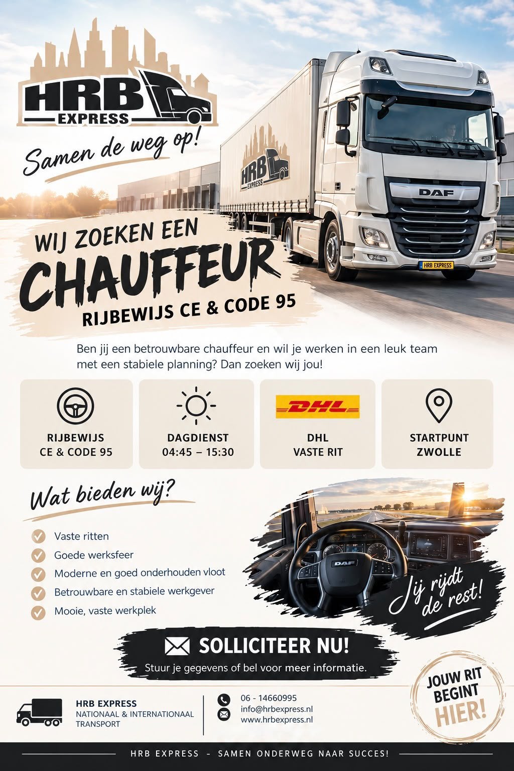 Vrachtwagenchauffeur CE dagdienst DHL Zwolle, Vacatures, Overige niveaus, Starter, Overige vormen