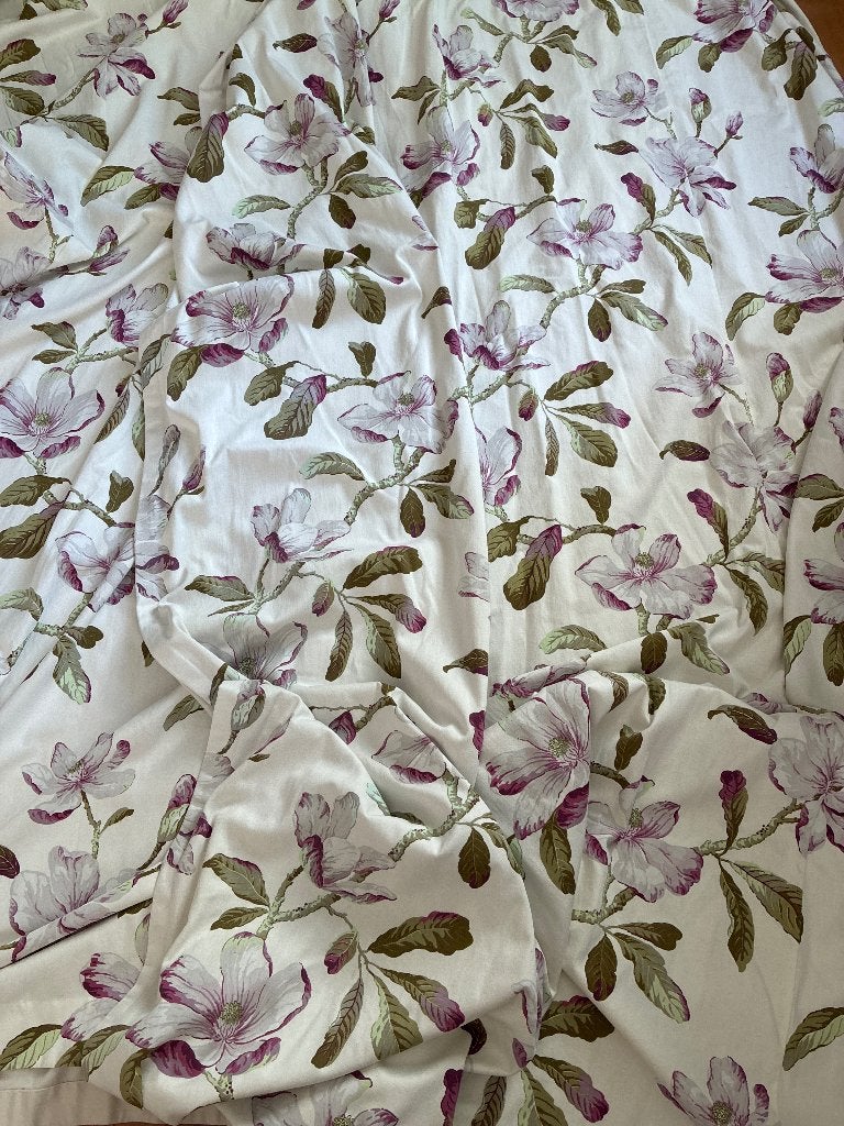 2 gordijnen magnolia print stof, Ophalen, Gebruikt, Overige kleuren, 120 cm of meer