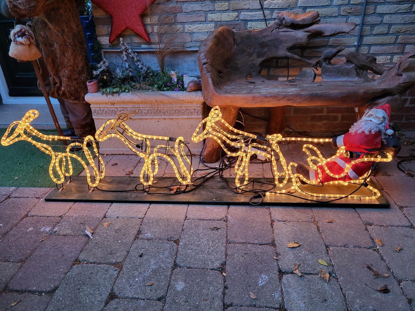 Vintage kerstverlichting: Kerstman op slee met rendieren 200, Diversen, Ophalen, Gebruikt