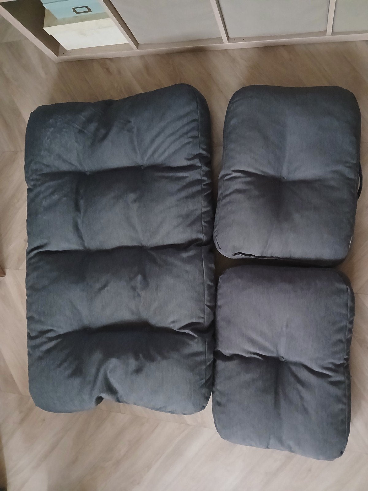 Grijze kussenset voor loungebank of palletbank, Ophalen, Overige merken, Zo goed als nieuw, Grijs