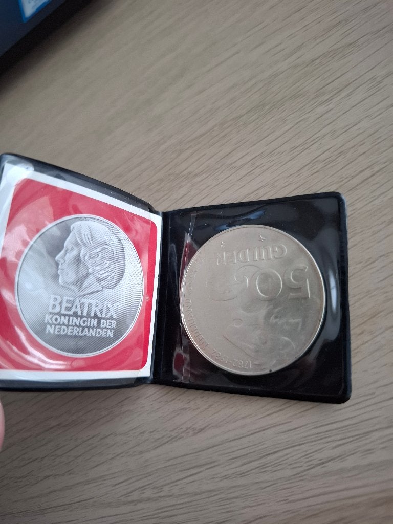 50 gulden zilveren munt 1982 Beatrix – Nederland Amerika, Ophalen, Koningin Beatrix, 50 gulden