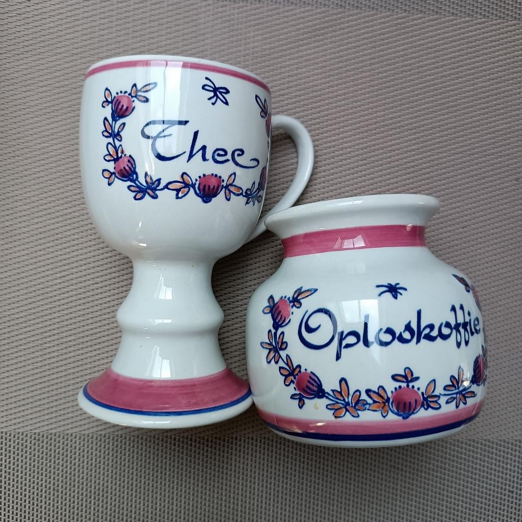 Vintage Zenith Gouda set – Handgeschilderd – Thee & Oploskof, Overige typen, Ophalen of Verzenden, Zo goed als nieuw, Overige stijlen