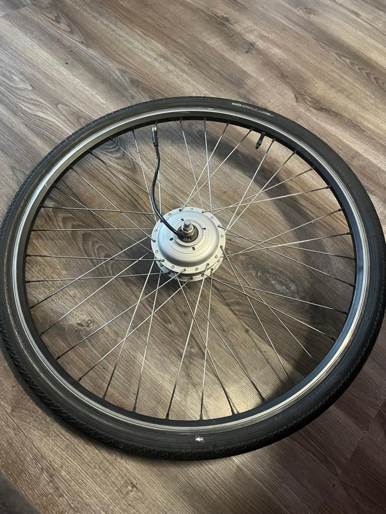 voorwiel met motor 9-pins, Ophalen of Verzenden, Gebruikt, Elektrische fiets, Wiel