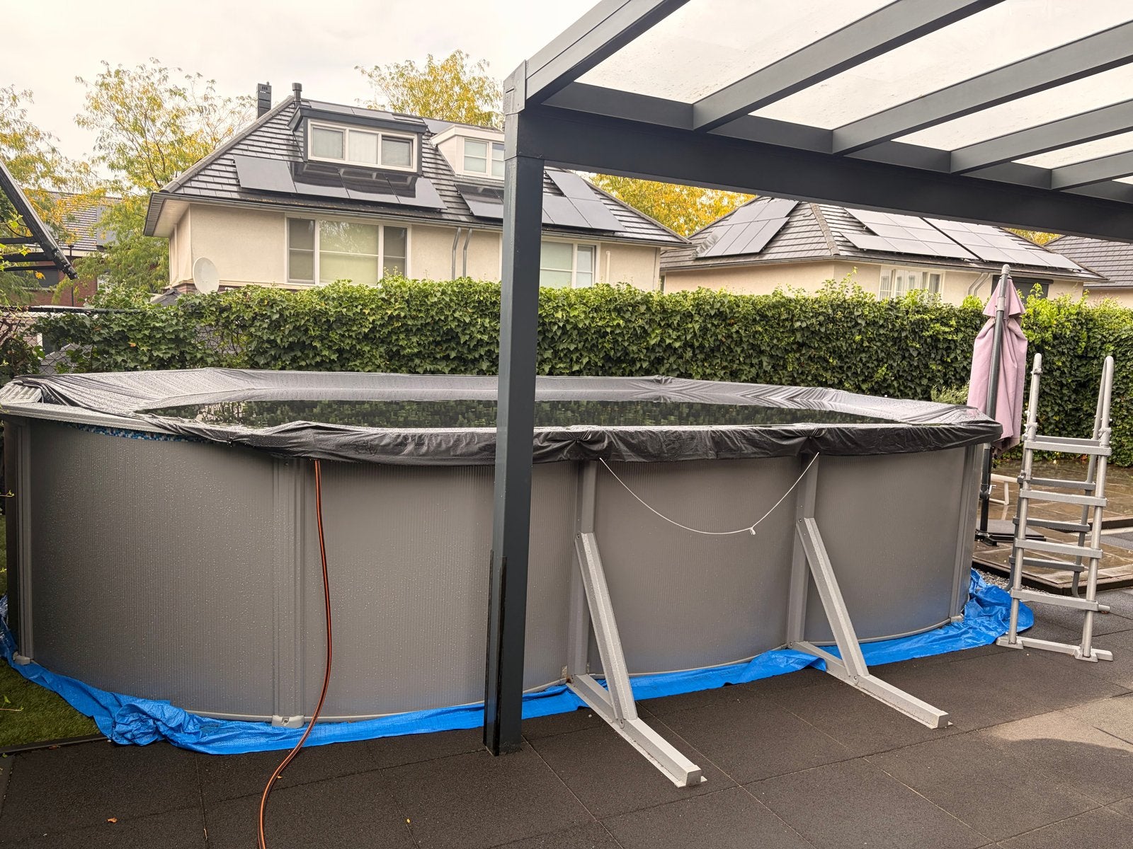 Bestway Hydrium Zwembad 6.10m met Zandpomp en Zoutwatersyst., Tuin en Terras, Zwembaden, Gebruikt, 300 cm of meer, Rechthoekig