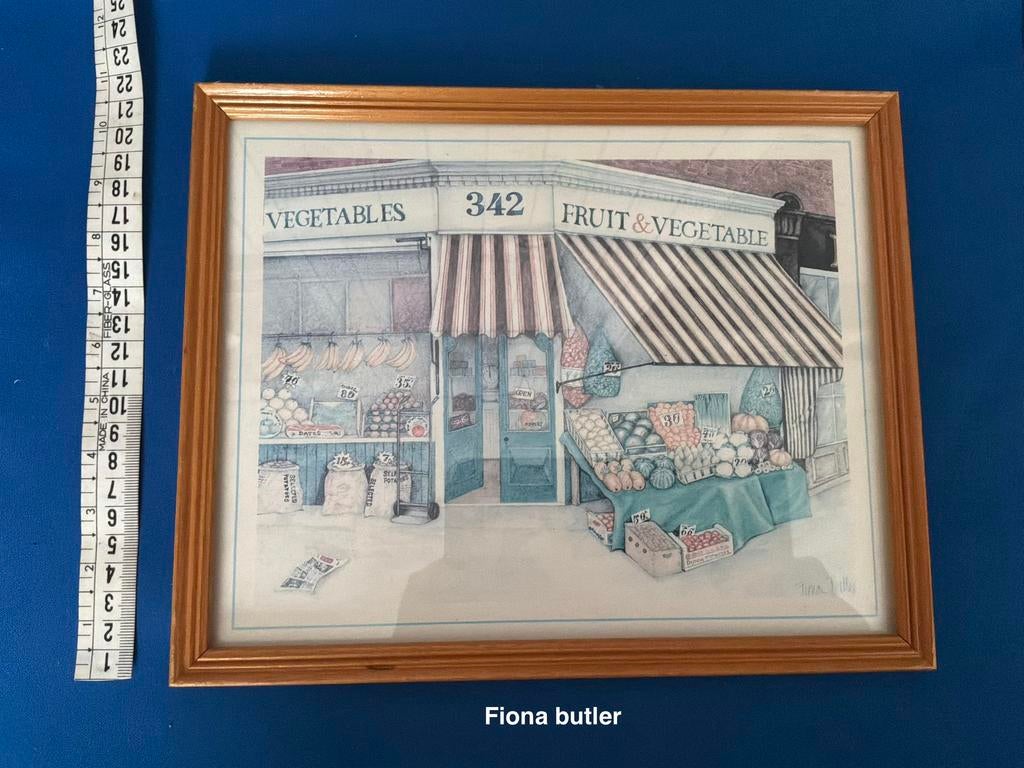 Vintage Fiona Butler Winkelprent Groenteboer Jaren '90, Ophalen