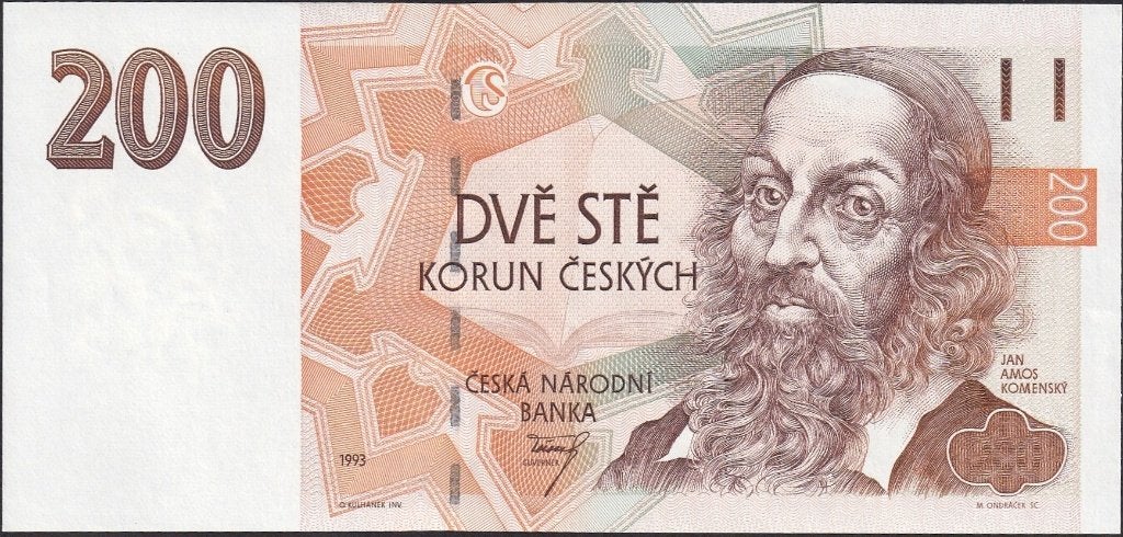 Tsjechië 200 korun 1993 XF+ p.6b (# 1346), Verzenden, Overige landen, Los biljet