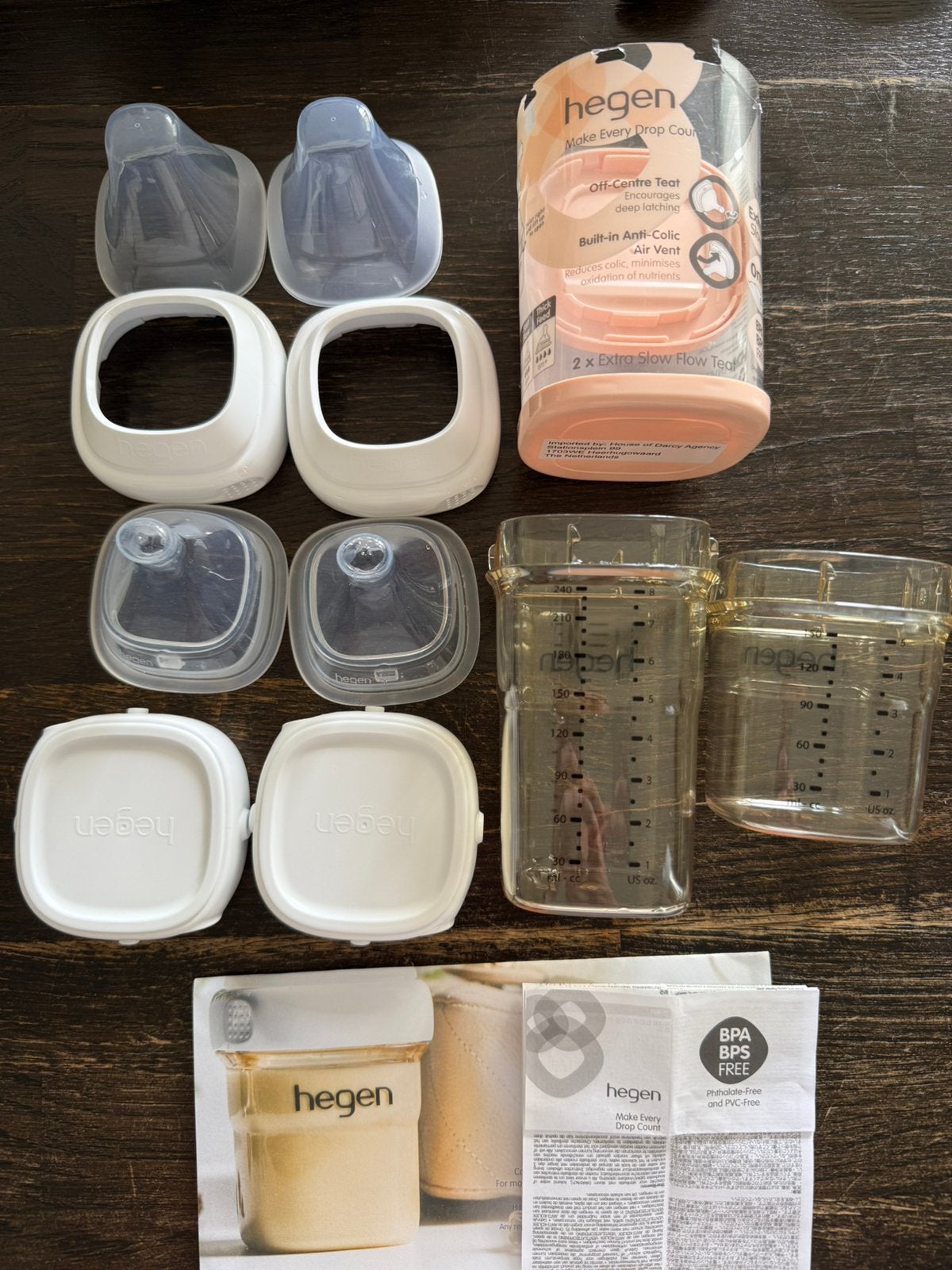Hegen flessen 150 en 240ml + speen 1 en 2, Ophalen, Zo goed als nieuw, Overige typen