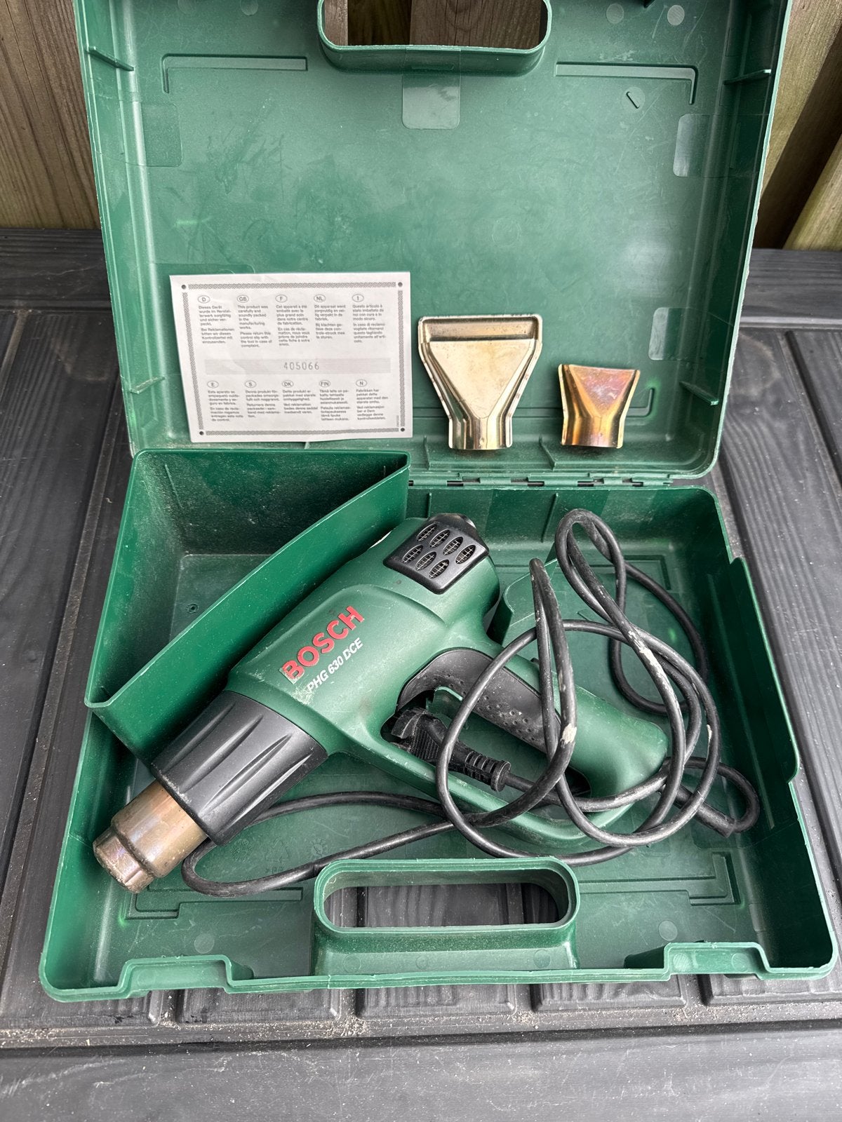 Bosch PHG 630 DCE Verfbrander met accessoires, Doe-het-zelf en Verbouw, Ophalen of Verzenden, Gebruikt