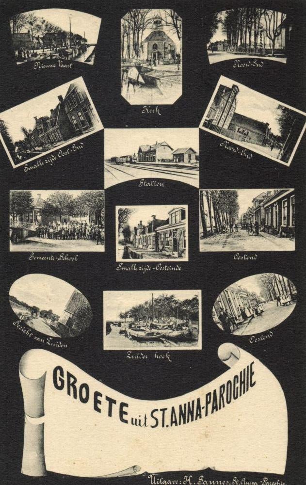 St. ANNA-PAROCHIE, Station Kerk School (1900s) Ansichtkaart, Ophalen of Verzenden, Voor 1920, Ongelopen, Friesland