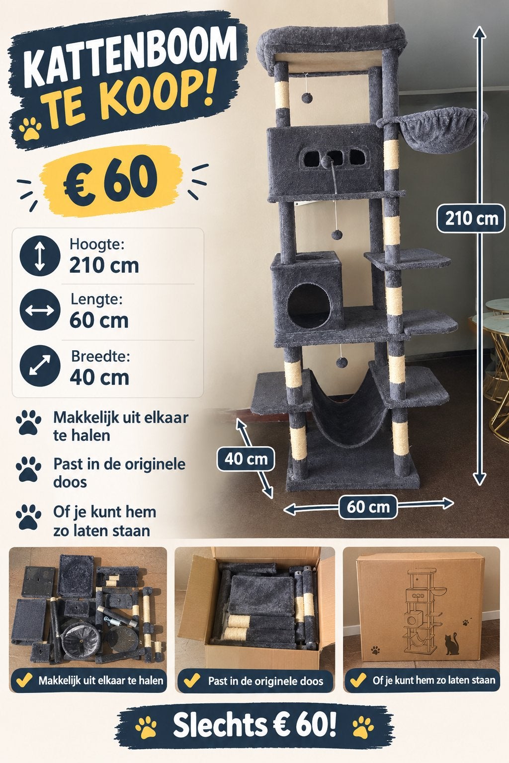 Kattenboom te koop!, Dieren en Toebehoren, Ophalen, Zo goed als nieuw