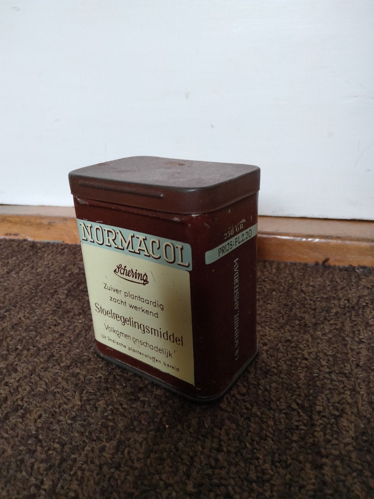 Vintage Normacol Schering blik - Stoelregelmiddel, Ophalen of Verzenden, Gebruikt, Overige, Overige merken