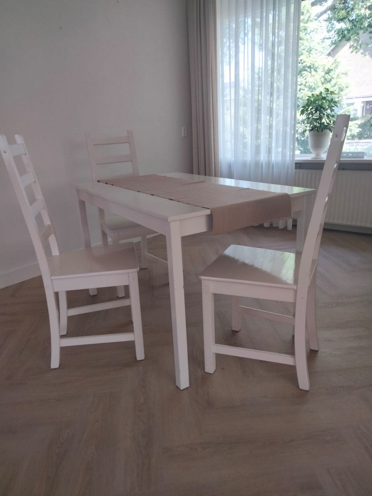 Eettafel met 3 stoelen, Huis en Inrichting, Tafels | Eettafels, Ophalen, Gebruikt, Rechthoekig, 50 tot 100 cm