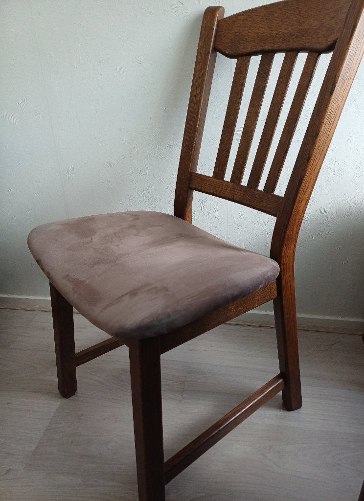 4 eikenhouten eetkamerstoelen, Ophalen, Gebruikt, Bruin, Vier