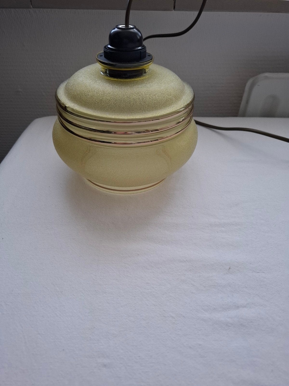 Oud jaren 30/40 glazen hanglamp, Ophalen of Verzenden, Gebruikt, Glas, Minder dan 50 cm