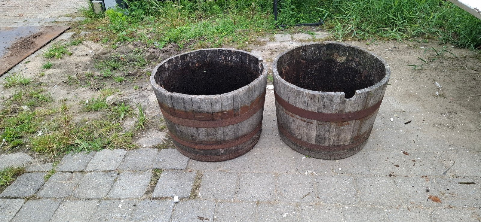 Bloembakken, Ophalen of Verzenden, Rond, Hout, 30 tot 60 cm