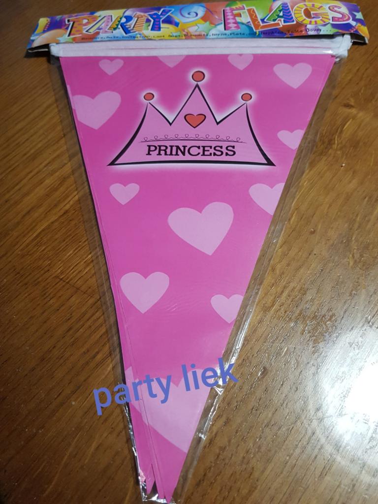 Prinses vlaggenlijn/tafelkleed/cijfer 3 en folieballon, Ophalen of Verzenden, Nieuw, Versiering, Verjaardag