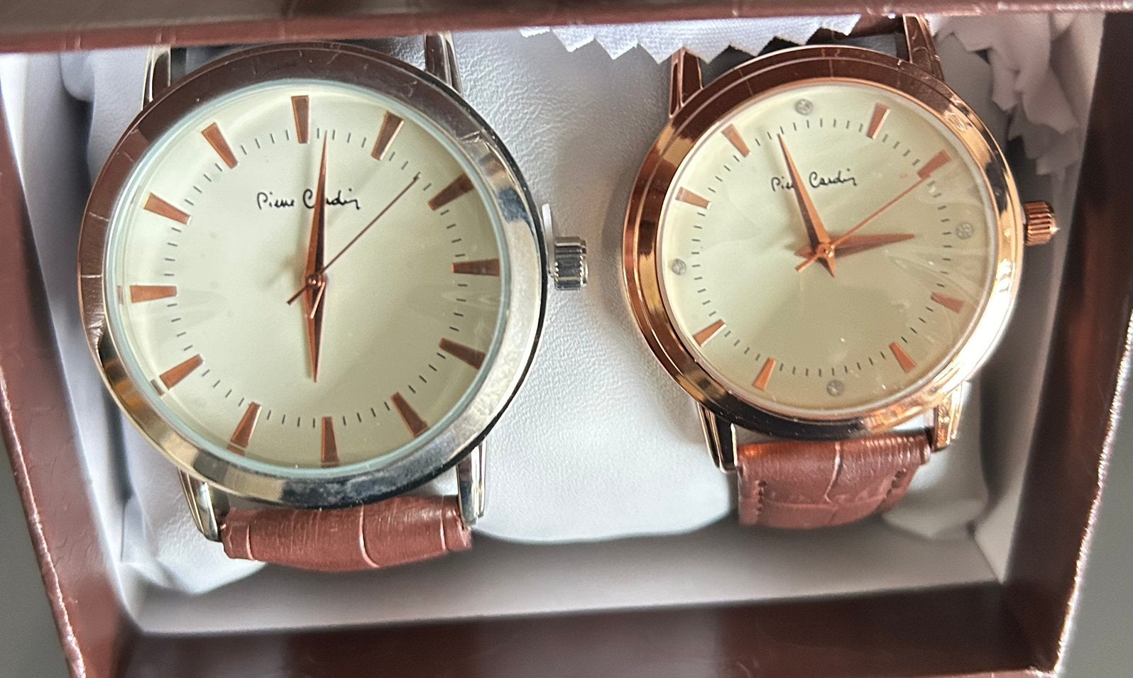 dames en heren horloge Pierre Cardin, Leer, Staal, Polshorloge, Nieuw