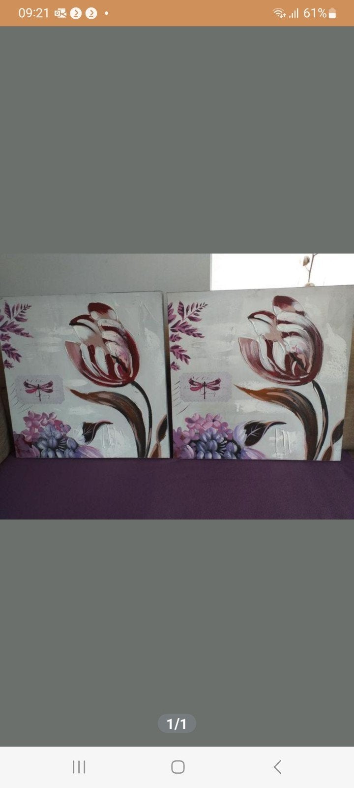 2 canvas schilderijen 58 x 58 cm GRATIS, Antiek en Kunst, Ophalen