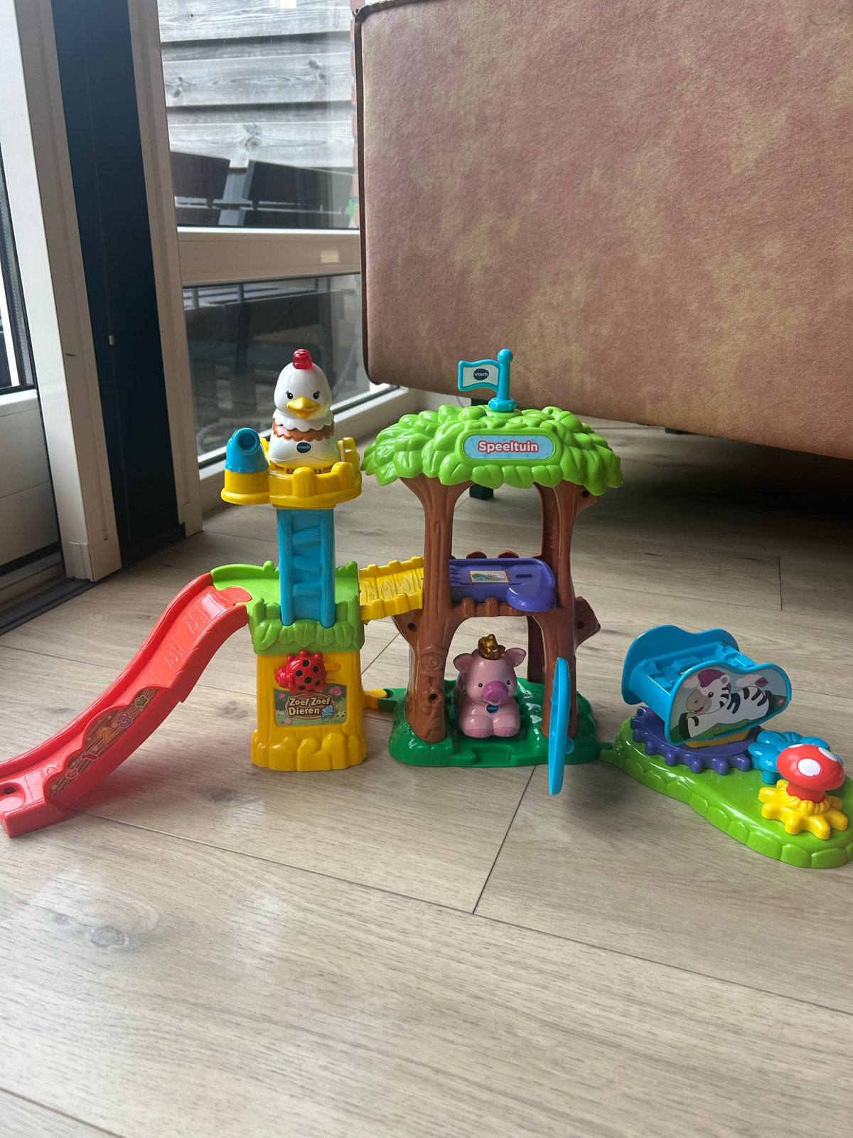 VTech Zoef Zoef Dieren Speeltuin met kip en varken, Ophalen of Verzenden, Gebruikt, Overige typen, Met geluid