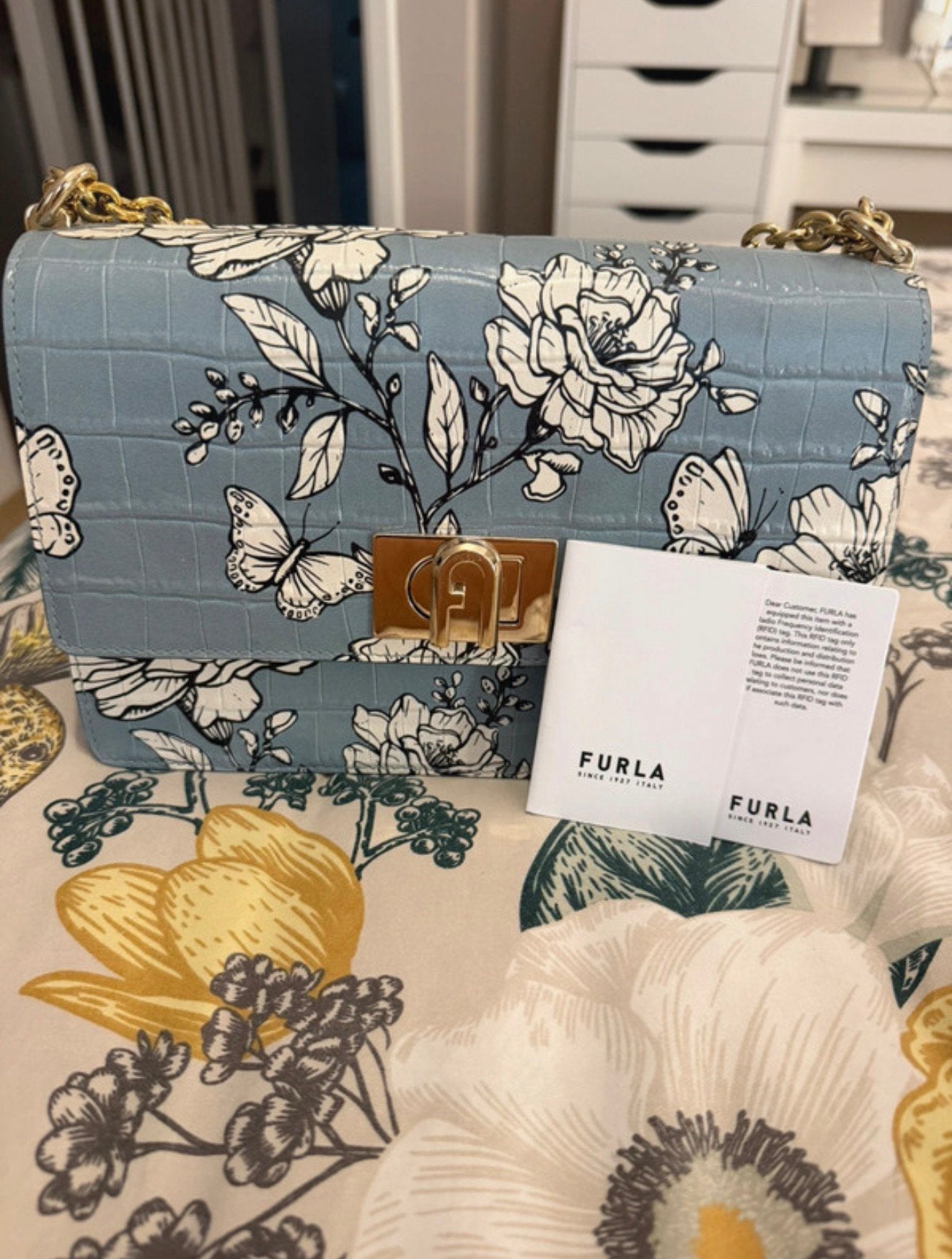 Furla 1927 Crossbody Crocodile, Ophalen of Verzenden, Zo goed als nieuw, Blauw, Schoudertasje