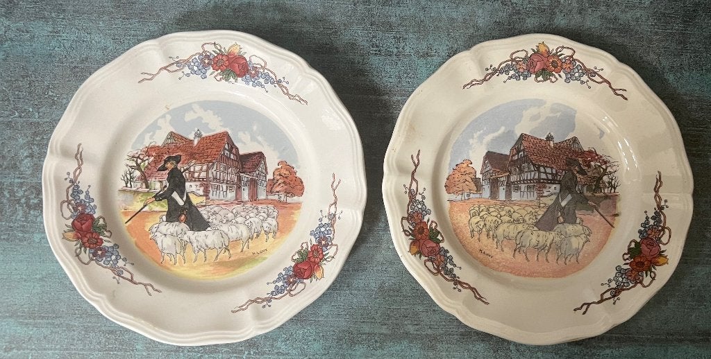 Sarreguemines France Obernai. 2x bord., Ophalen of Verzenden
