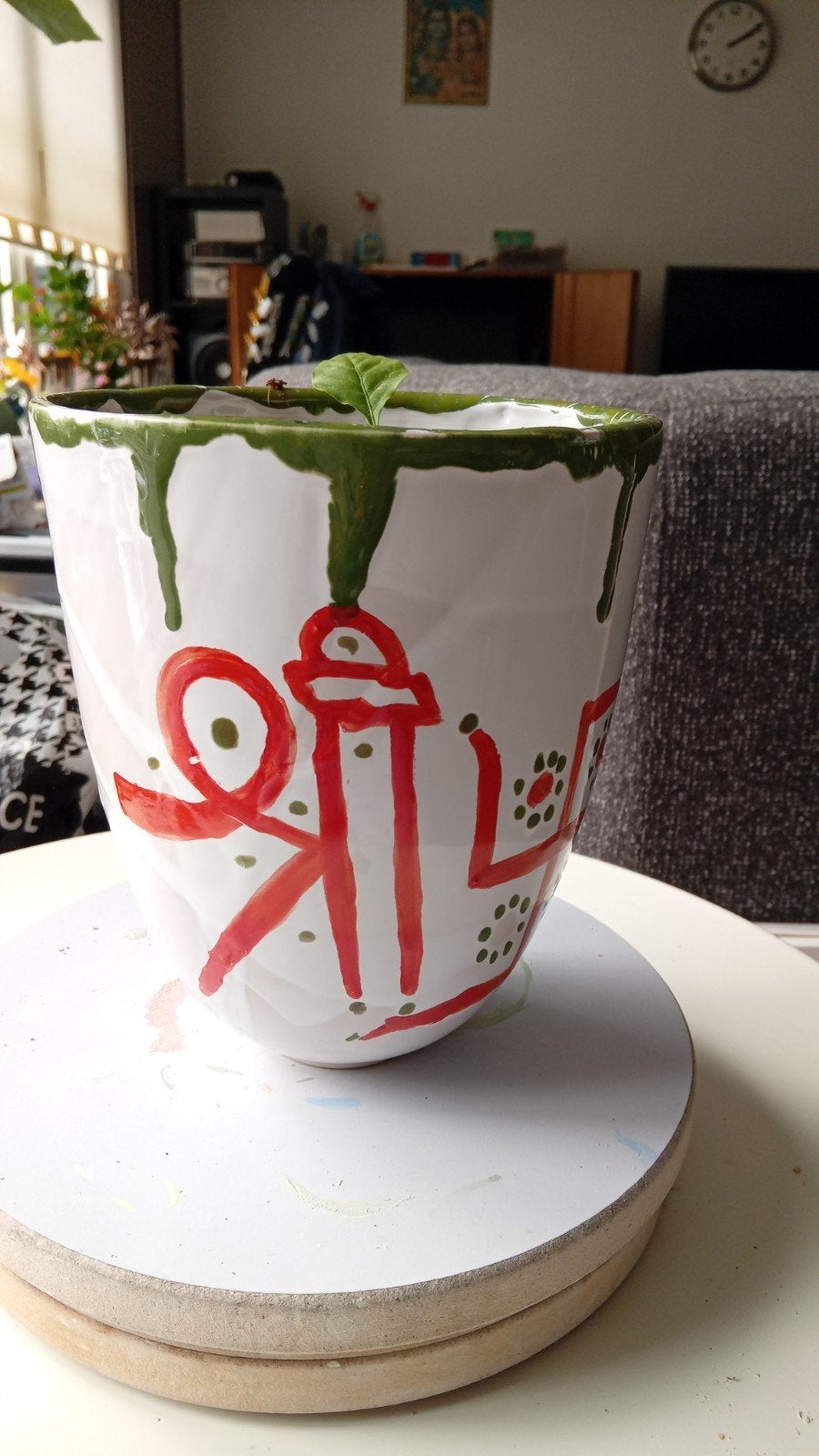 Handgemaakte Aardewerk Biel Patra Plantenpot, Rond, Nieuw, Ophalen of Verzenden, Binnen