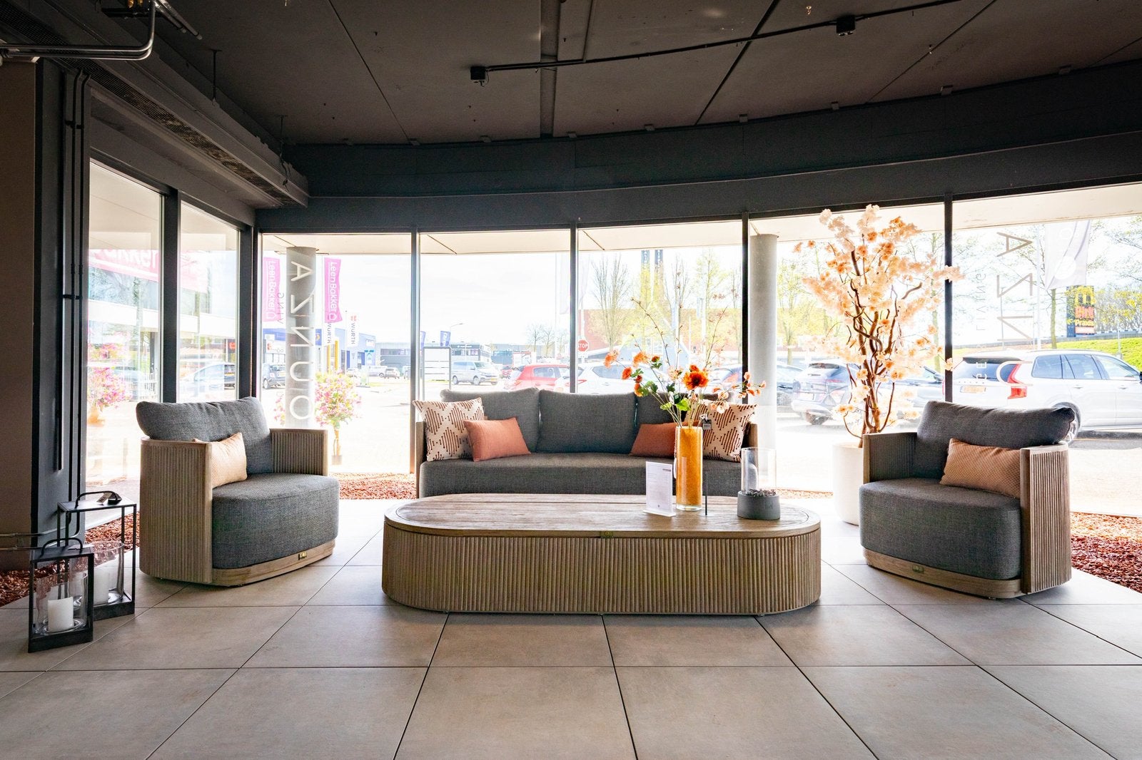 Showroommodel Loungeset Grijs Teakhout - Einde-seizoen-sale, Ophalen, Nieuw