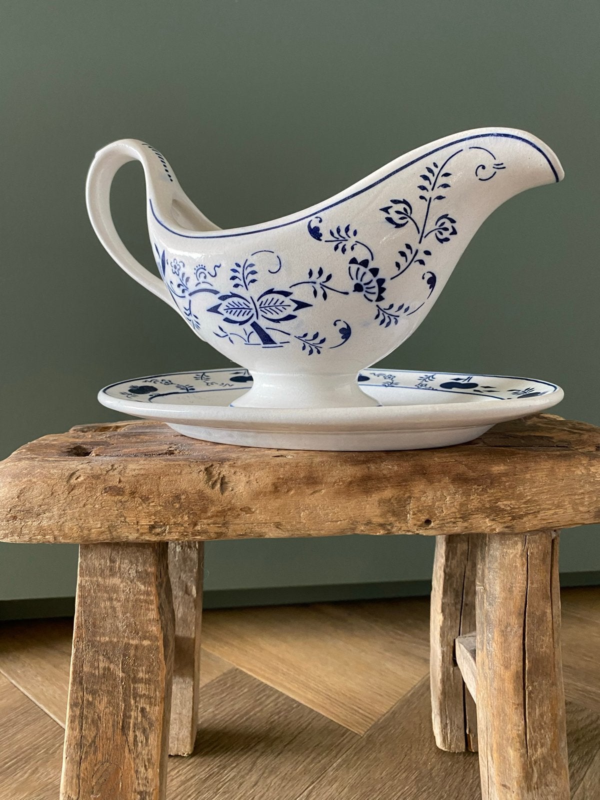 Sauskom met Schotel van porselein - Vintage Servies, Ophalen of Verzenden