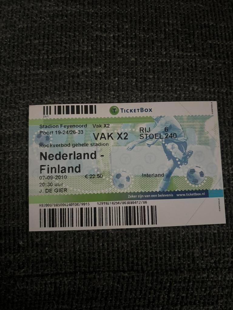 Nederland - Finland voetbal ticket 07-09-2010, Ophalen of Verzenden, Overige binnenlandse clubs, Overige typen