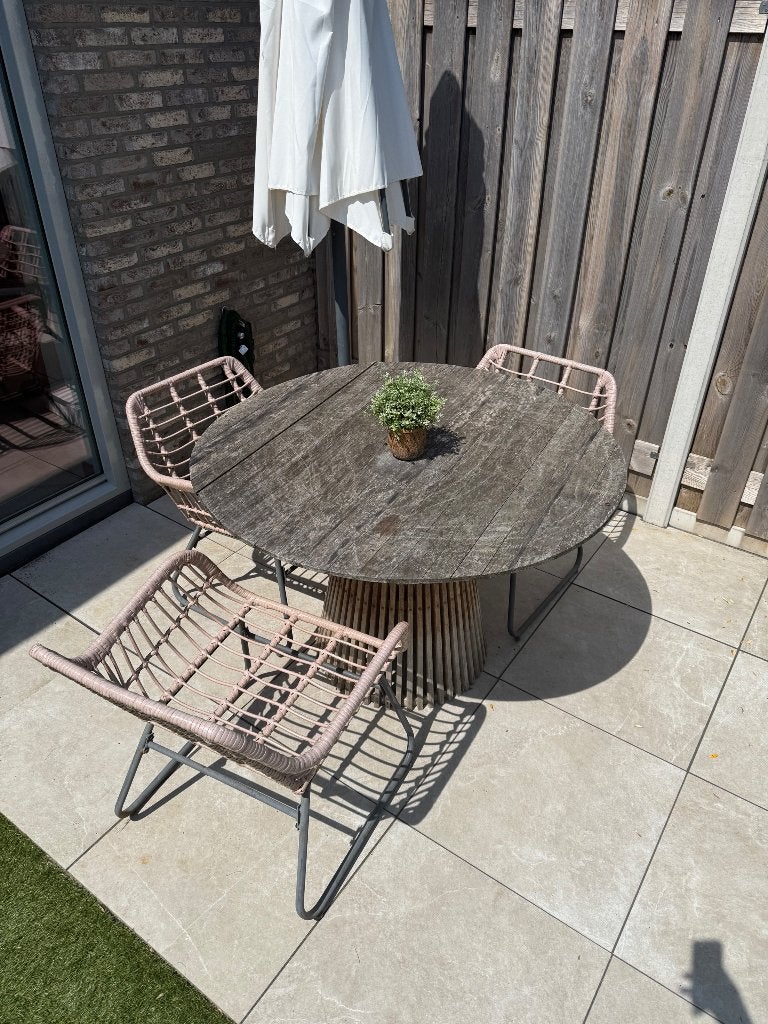 Houten buitentafel, Ophalen, Gebruikt, Rond, Hout